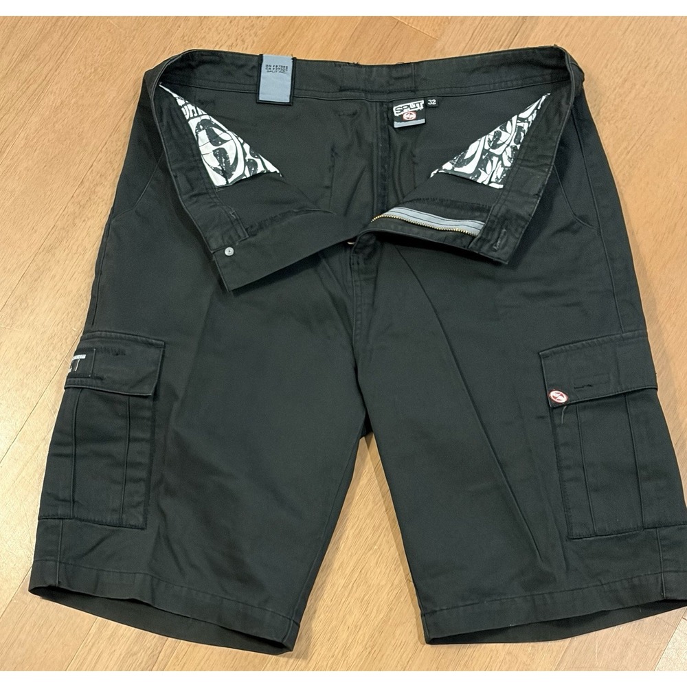 Switch Cargo Shorts 32 Black Skate Grunge Y2K Logo Baggy Embroidered 90s